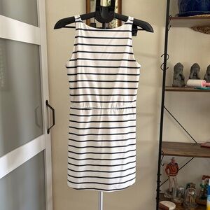 all in motion White and Navy Striped Sleeveless Mini Dress